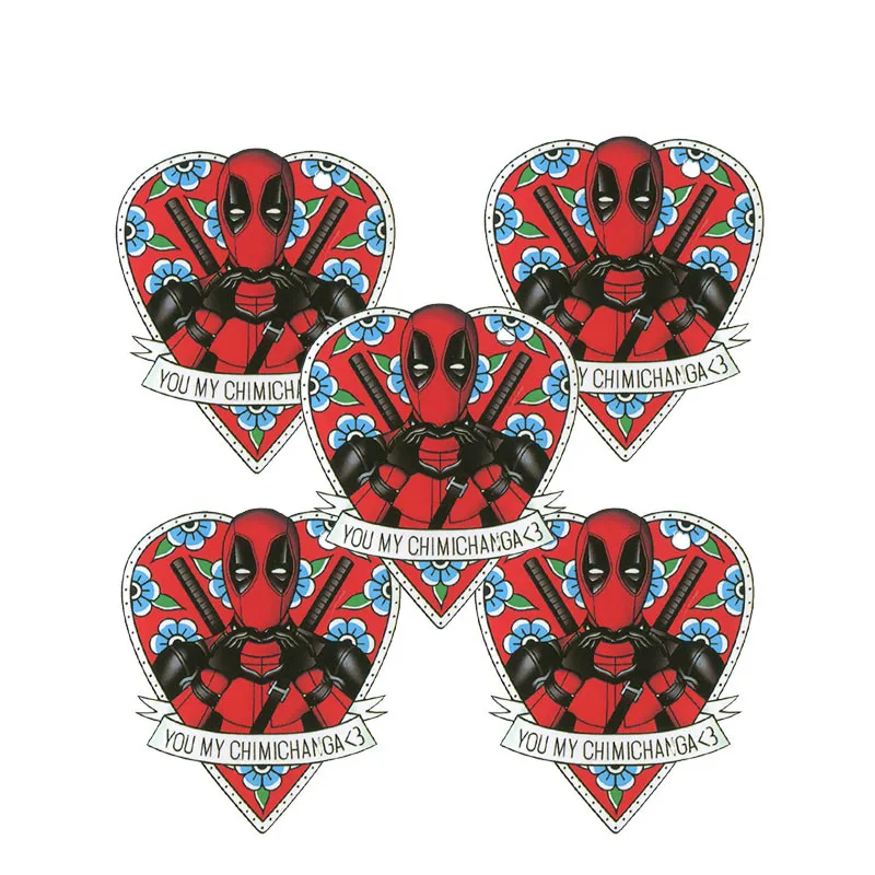 5PCS 1-50 шт Marvel наклейка с дэдпулом наклейка на чемодан персональный чехол для ноутбука на колесиках скейтборд гитарная наклейка Водонепроницаемая наклейка - Цвет: 5PCS