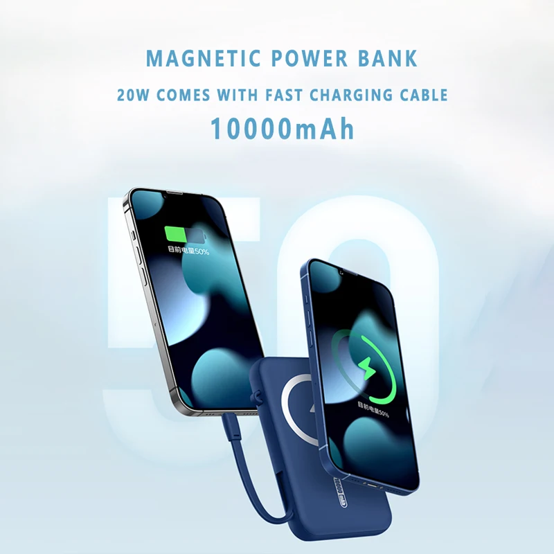 

Magnetic Wireless Power Bank 10000mAh Fast Charger for Iphone 13 Pro Max Official Powerbank comes with charging cable