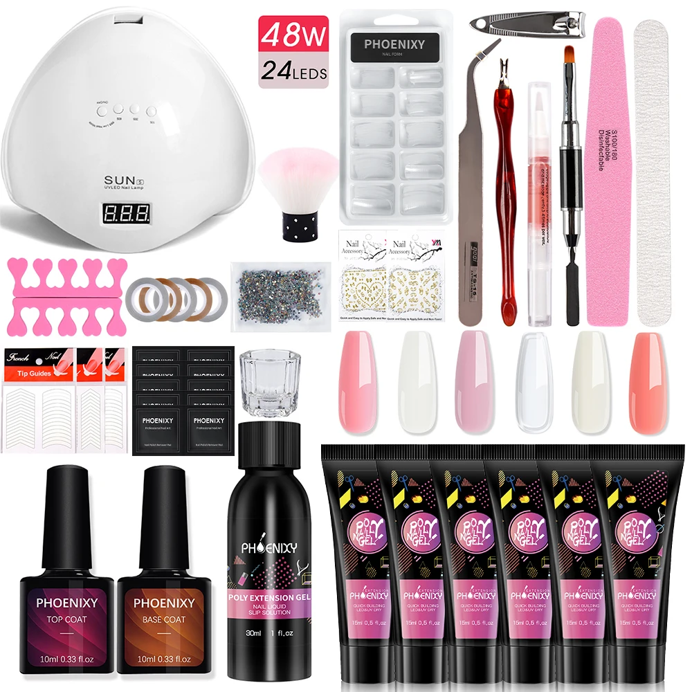 Поли набор гелей для ногтей Гель лак УФ лампы капсулы накладные ногти гель лаков