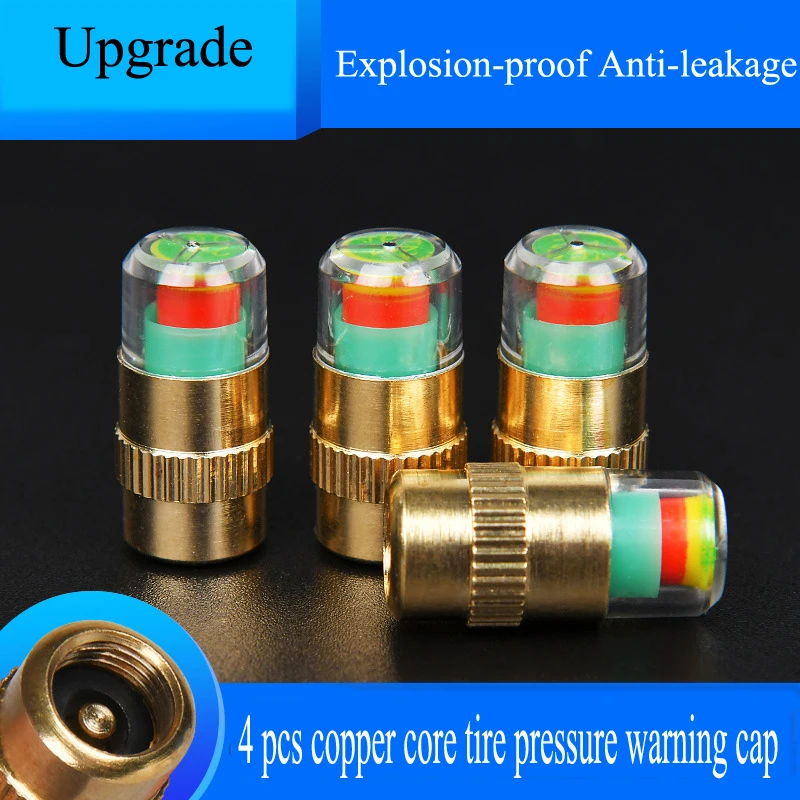 

Of Automobile Universal Tire Valve 4 Pcs/set , Tire Pressure Monitoring Cap, Air Pressure Detection, Warning and Anti-theft