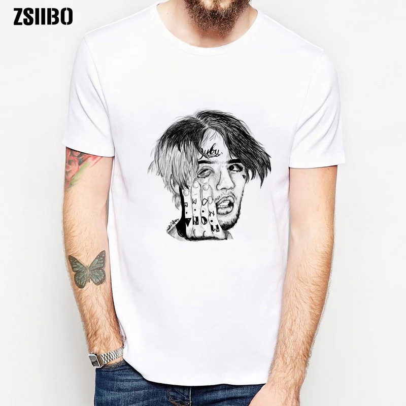 Streetwear Men'S Short Sleeve man's T-shirt Lil Peep printing Hip Hop Clothing lil peep Casual fashion Top off white | Мужская