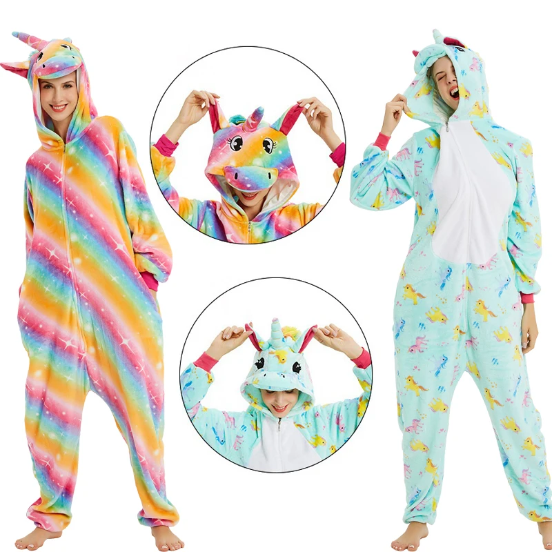 Пижама кигуруми в виде единорога зимняя Фланелевая для женщин| |