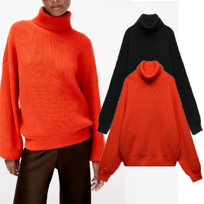 

Свитер Женский вязаный однотонный с высоким воротником и длинным рукавом, 2 цвета