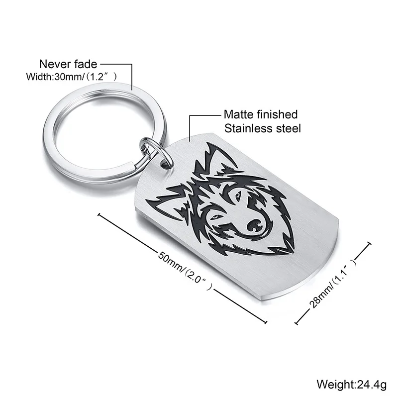 

Vnox Cool I Am Wolf Key Chains for Men, Never Fade Stainless Steel Metal Keychain Male Accessory