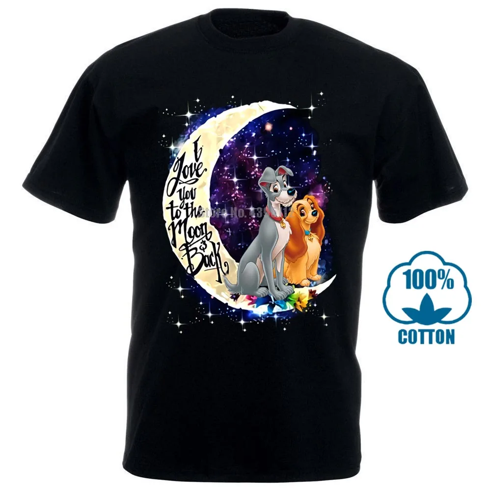 Леди и бродяга I Love You To The Moon& Back футболка черный хлопок для мужчин S 4Xl