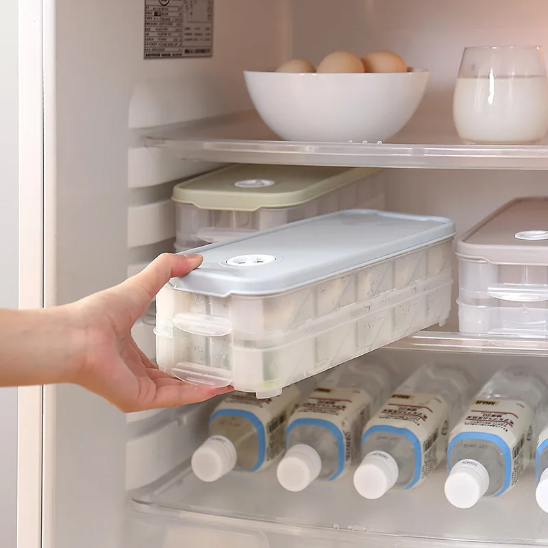 

New Sealed dumpling box Multi-layer crisper Household wonton storage box Anti-sticking dumpling box refrigerator organizer