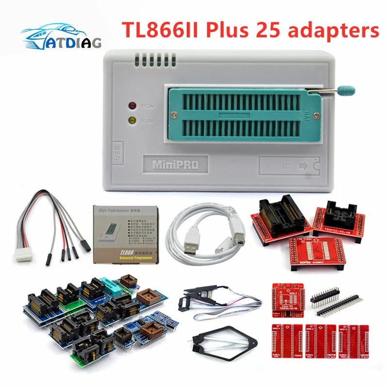 Оригинальный Новый V10.55 TL866II Plus Универсальный программатор Minipro + 25 адаптеров