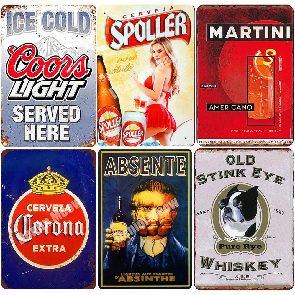 

Orval Corona Beer Plaque Retro Metal Tin Sign Absinthe Poster Bar Pub Casino Decorative Plate Martini Wall Art Sticker