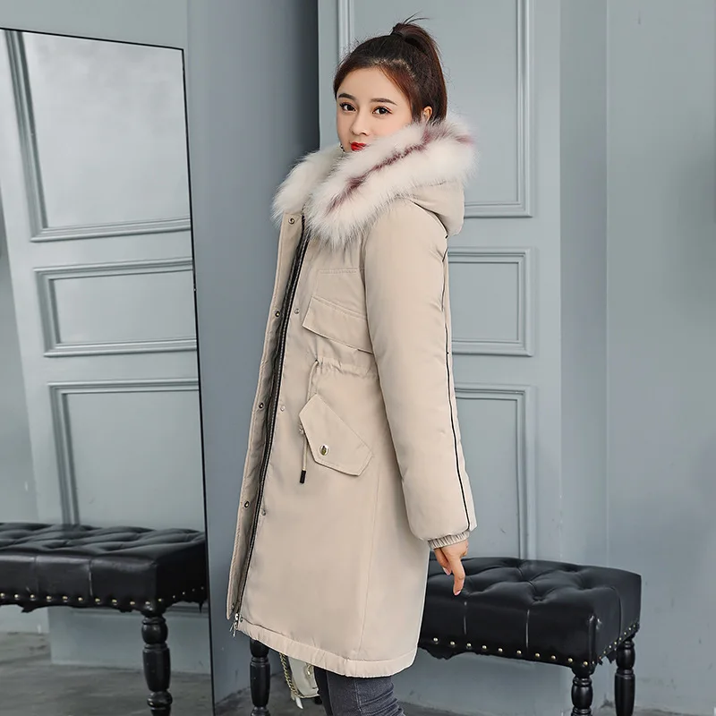 

Length Padded Jackets Parksa 2021 Spring New Style Fur Collar Korean Padded Jacket Women's Padded Jacket Women Spring Parkas