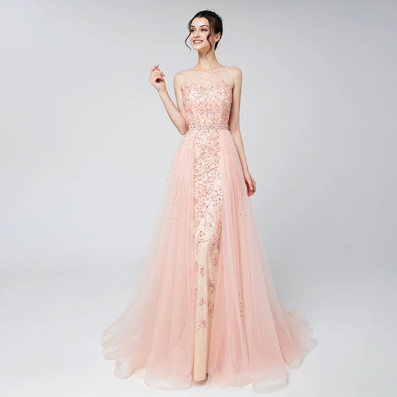 Элегантное вечернее платье с узором румяна Дубайский арабский Vestido De Festa Тюль