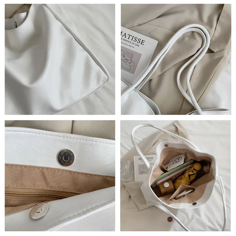 

Fashion New Shoulder Bag High-quality Leather Handbags Women's Luxury Brand Shopping Bag Casual All-match Solid Color Tote Bags