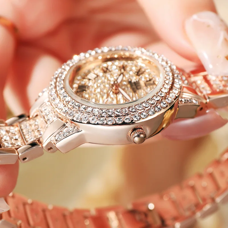 

WIILAA Women Wrist Watches Diamond Laides Wrist Watch For Female Clock Rose Gold Stainless Steel relogio feminino 2021 Luxury