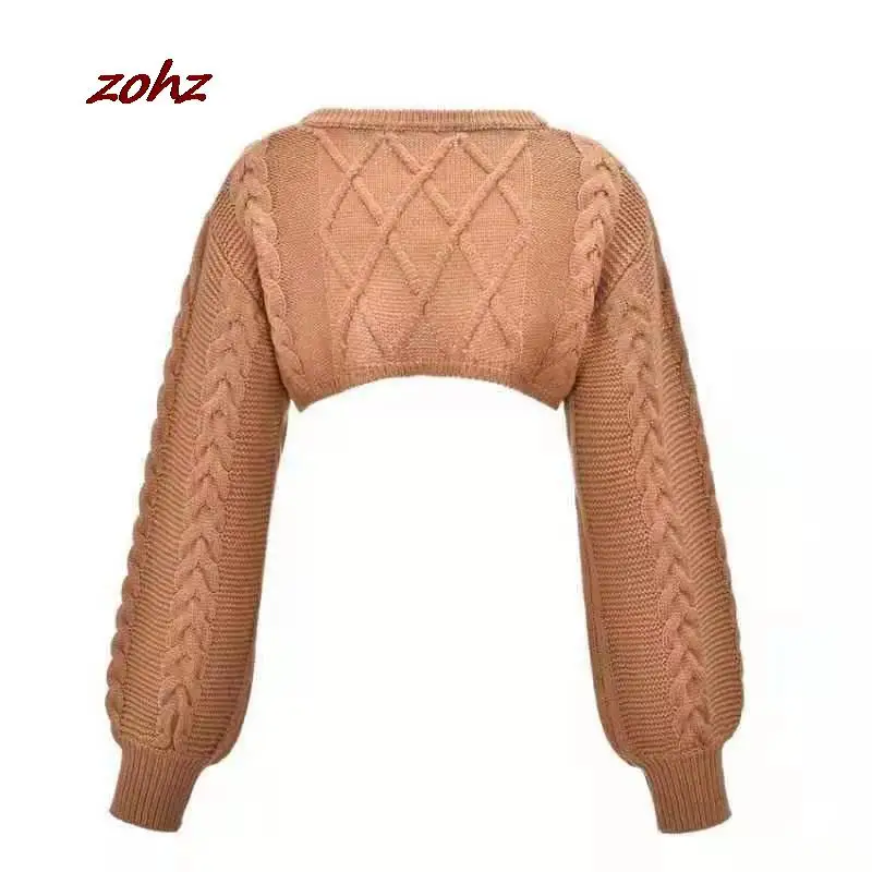 Осень 2021 женский короткий пуловер с круглым вырезом свитер Зимний Элегантный