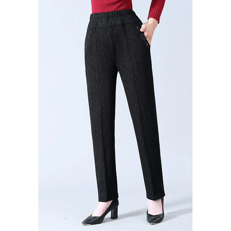 Женские бархатные брюки теплые эластичные с высокой талией очень большие