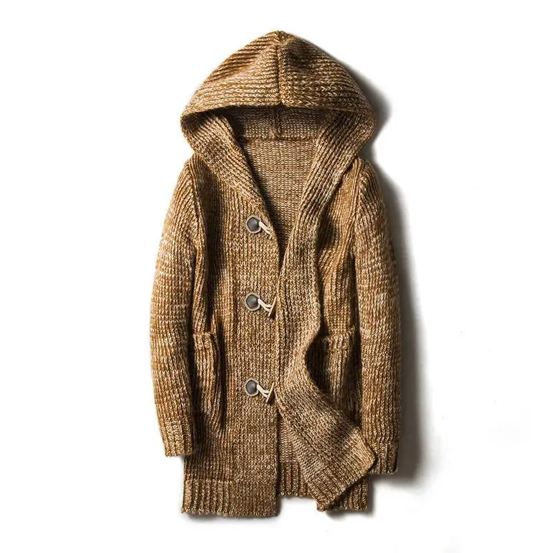 

Свитер мужской зимний с капюшоном, на пуговицах с рогом, 2020, 4XL, 5XL
