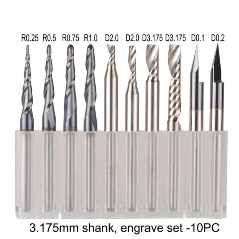 CNC Карбид гравировальный фрезы Фрезерный резак деревообрабатывающий набор 3 175 мм