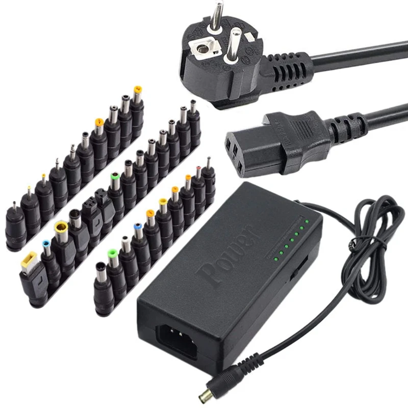 

34Pcs Universal Power Adapter 96W 12V to 24V Adjustable Portable Charger for Dell/Toshiba/Hp/Asus/Acer Laptops -EU Plug