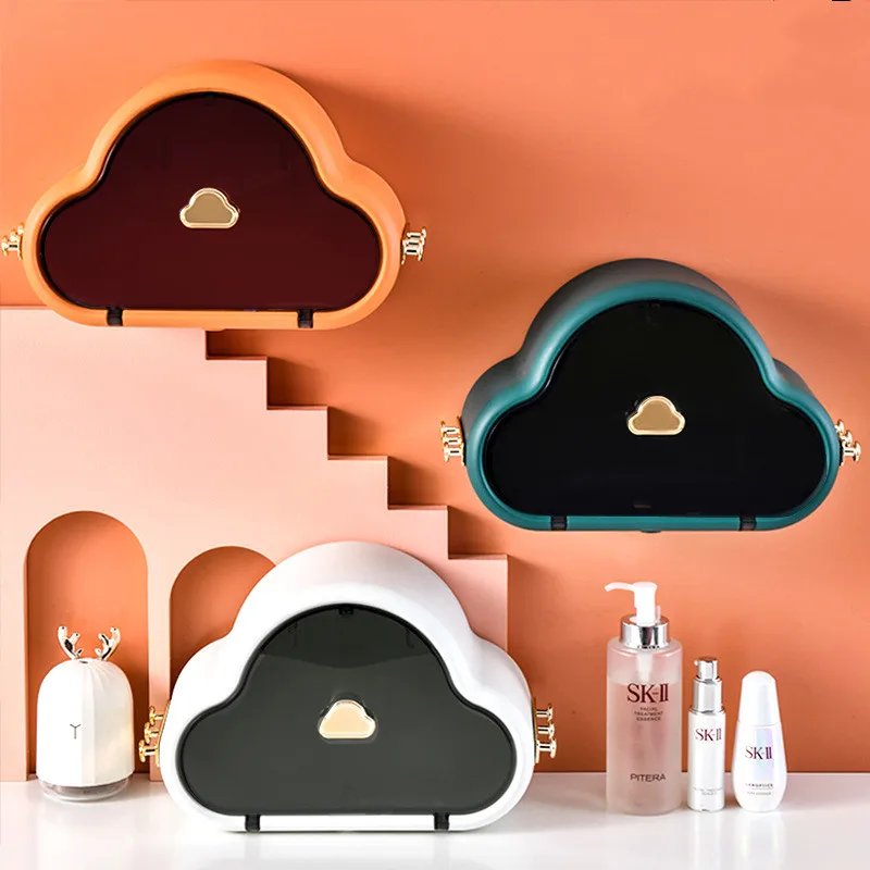 

Creative tissue box wall-mounted perforated roll tissue holder bathroom storage home decor Waterproof storage tissue holder