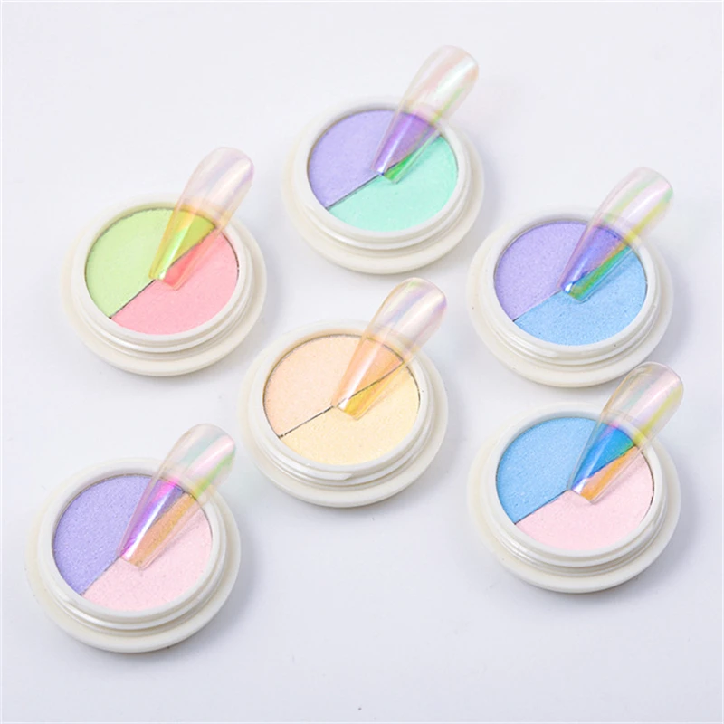 1 коробка два цвета лак хамелеон зеркальный хромовый сплошной порошок цветной