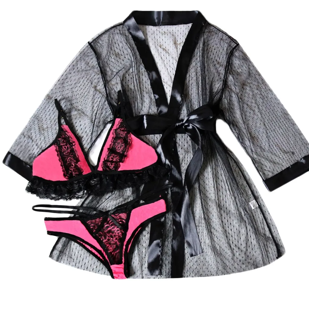 Размера плюс сексуальная ночная рубашка кружевное белье женский кружевной