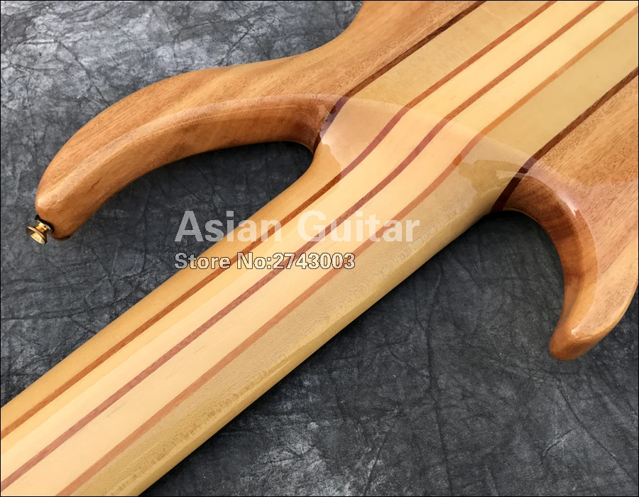 Вымершие 7 струн электрический бас, 11 шт. через шею, твердые Spalted кленовый заусенец, гриф из черного дерева, активные звукосниматели, реальные фото показывает