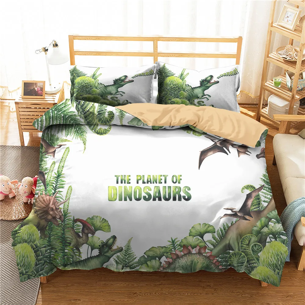 Комплект постельного белья пододеяльник с принтом динозавра рая одежда для