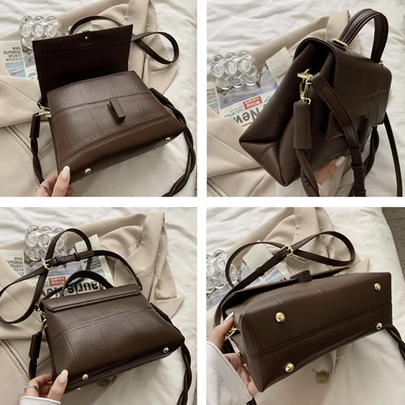 

High Quality Vintage Leather Handbags Women Shoulder Crossbody Bags 2021 New Luxury Brand Ladies Messenger Bags Female Purses