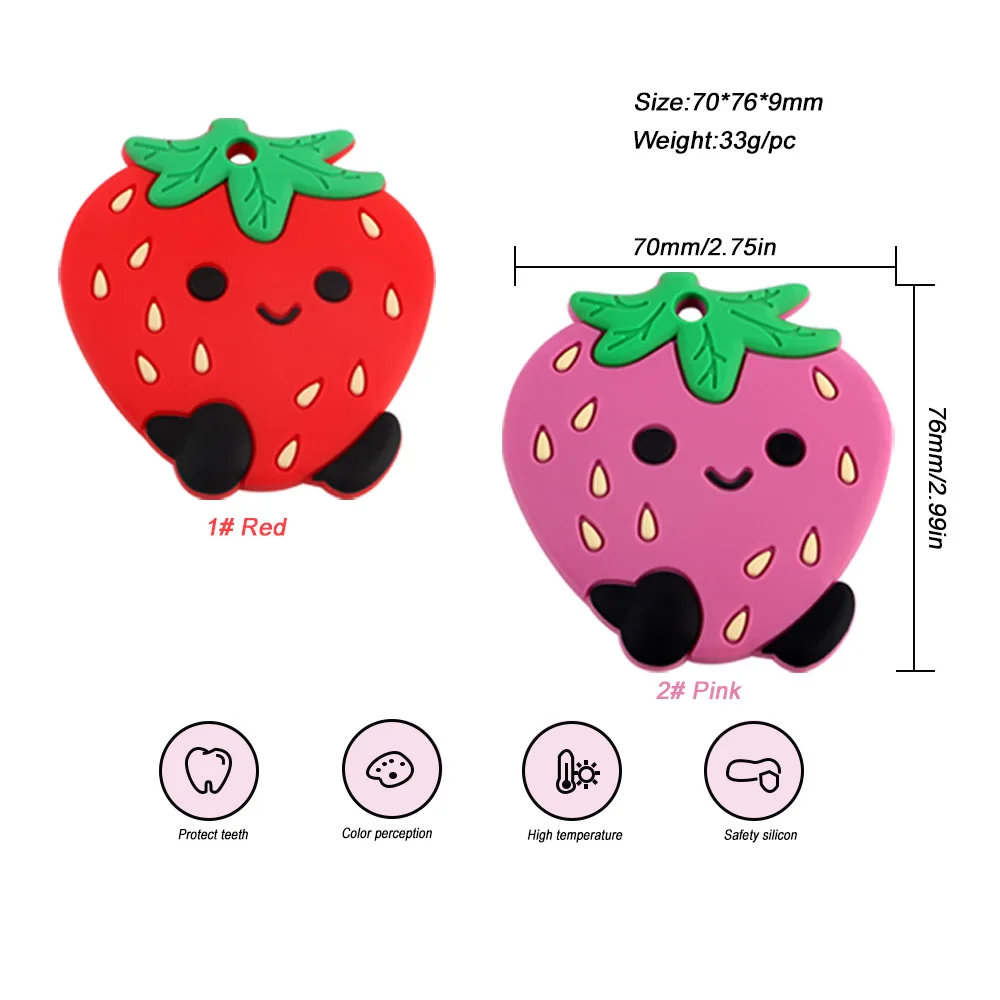 Sunrony-mordedor de silicona para lactancia, mordedor de frutas y fresas de dibujos animados, sin BPA, para dentici&oacute;n, 5 unidades-4