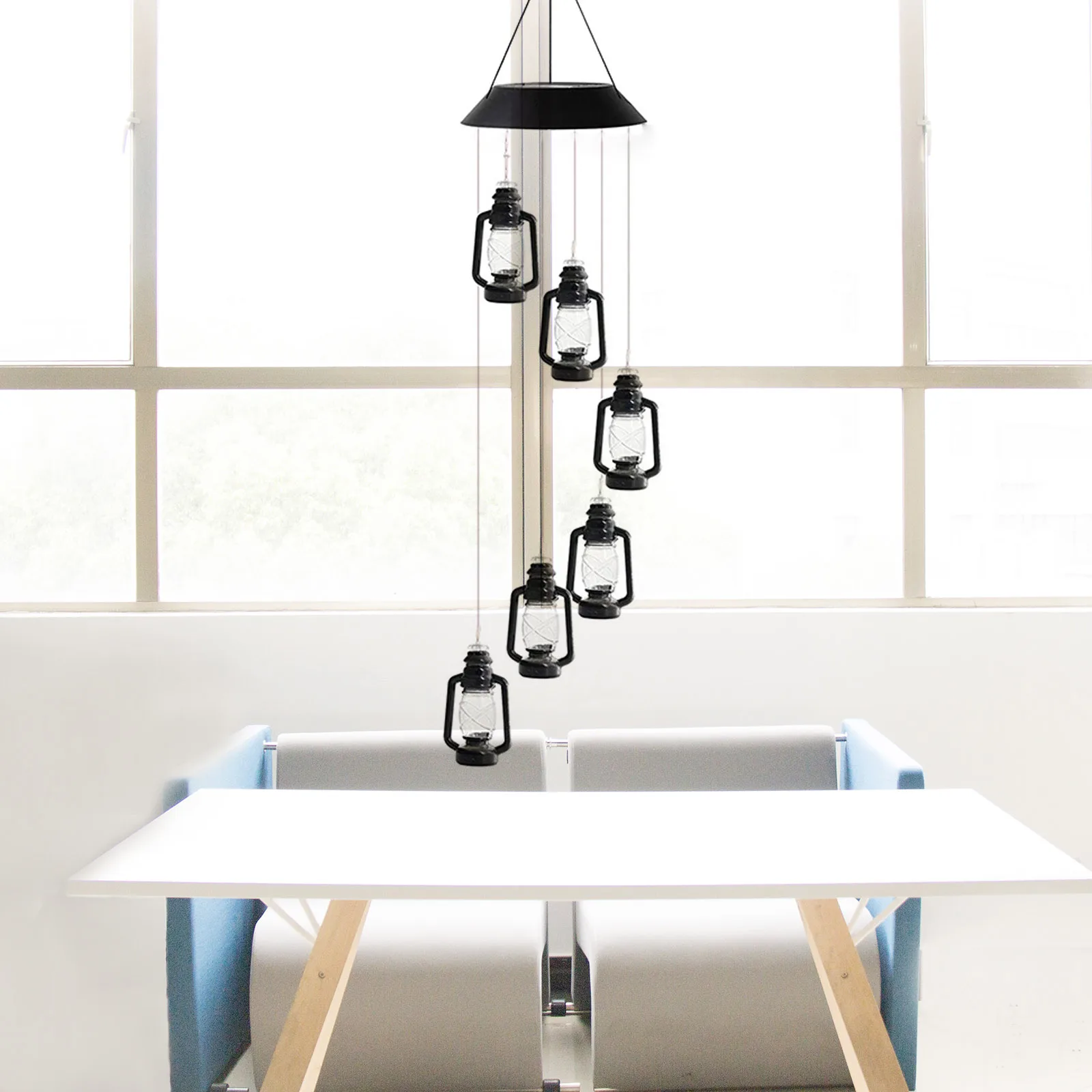 

Solar Wind Chimes Lamp Patio Pathway Garden Wind Chimes Kerosene Shape Lamp LED Hanging Kerosene Lantern Yard Decor Solar Light