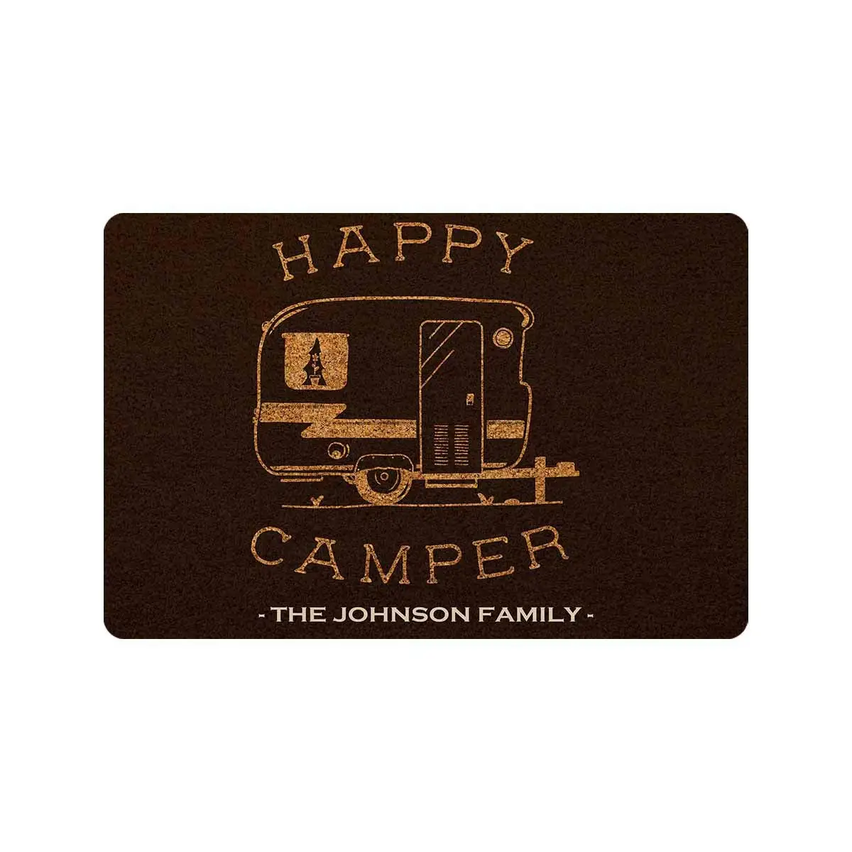 

Personalized Your Family Name Door Mat Outdoor Travel Happy Camper Doormat Indoor Entrance Rug Mats Shoe Scraper Rubber Backing