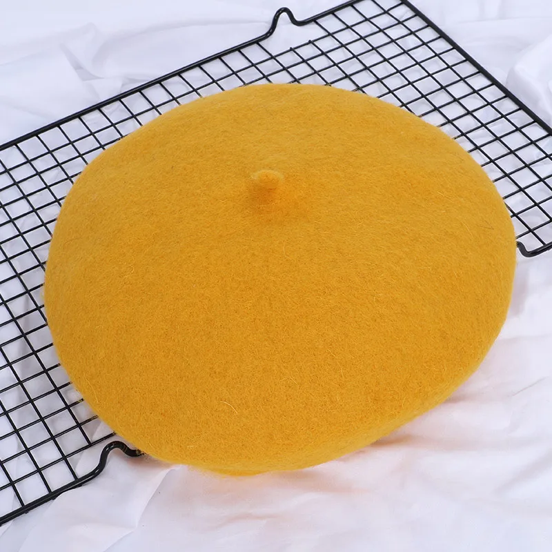 Yellow Новые Зимние береты для девушек, шапка для женщин, шапка для художника, шапка из шерсти COKK, женские зимние шапки для женщин, вязаная шапка с плоской подошвой - Цвет: Yellow