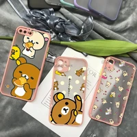 cute rilakkuma phone case for iphone 12 11 pro xs max x xr 8 7 plus pink matte translucent cover