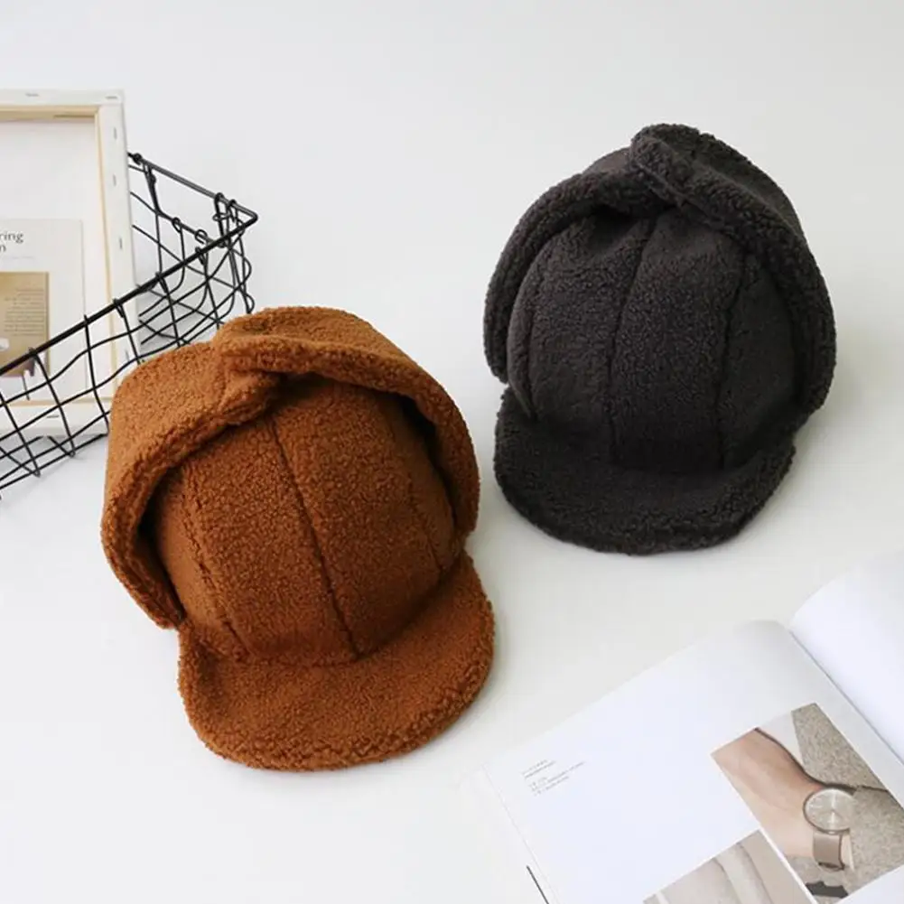 MISSKY Women Hats Korean Style All Matching Thickened Baseball Cap Cute Ear Protection Plush Warm Hat For Autumn Winter