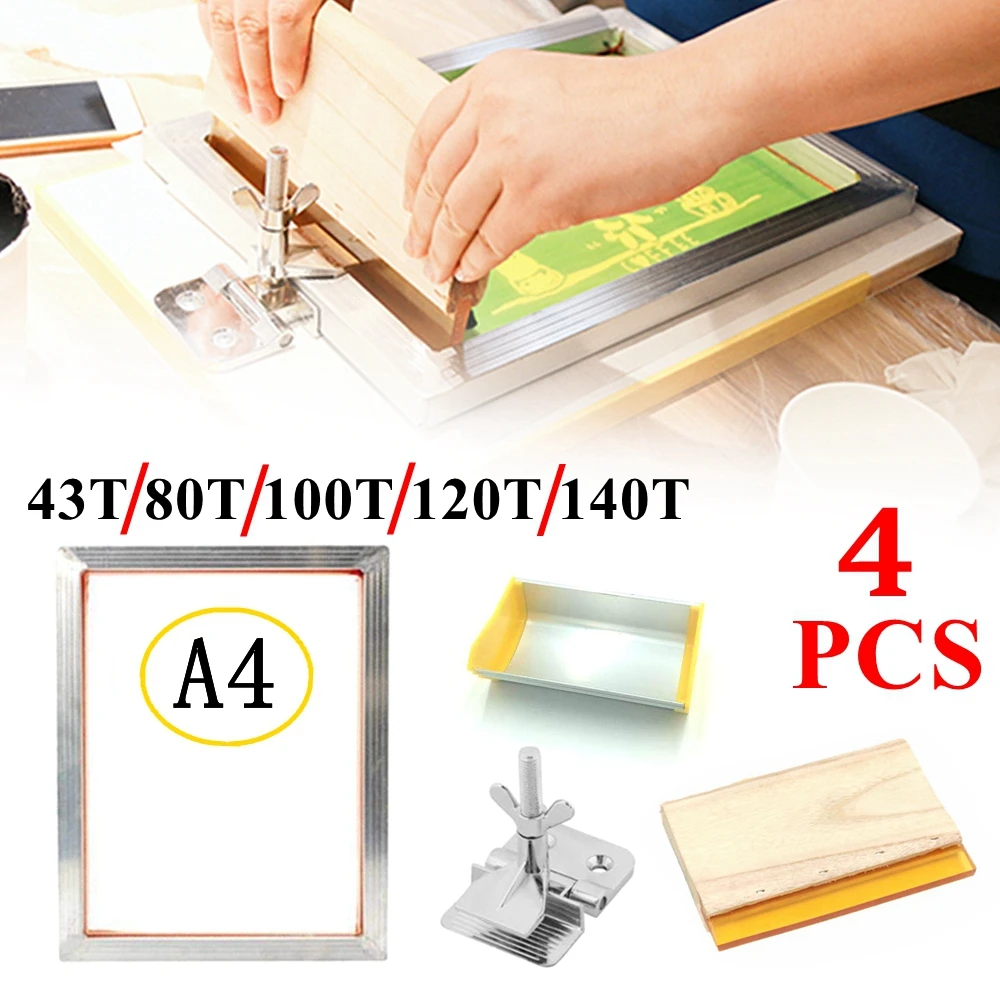 43T/100T/120T/140T Шелковый комплект трафаретной печати Алюминий рамка + шарнир Зажим