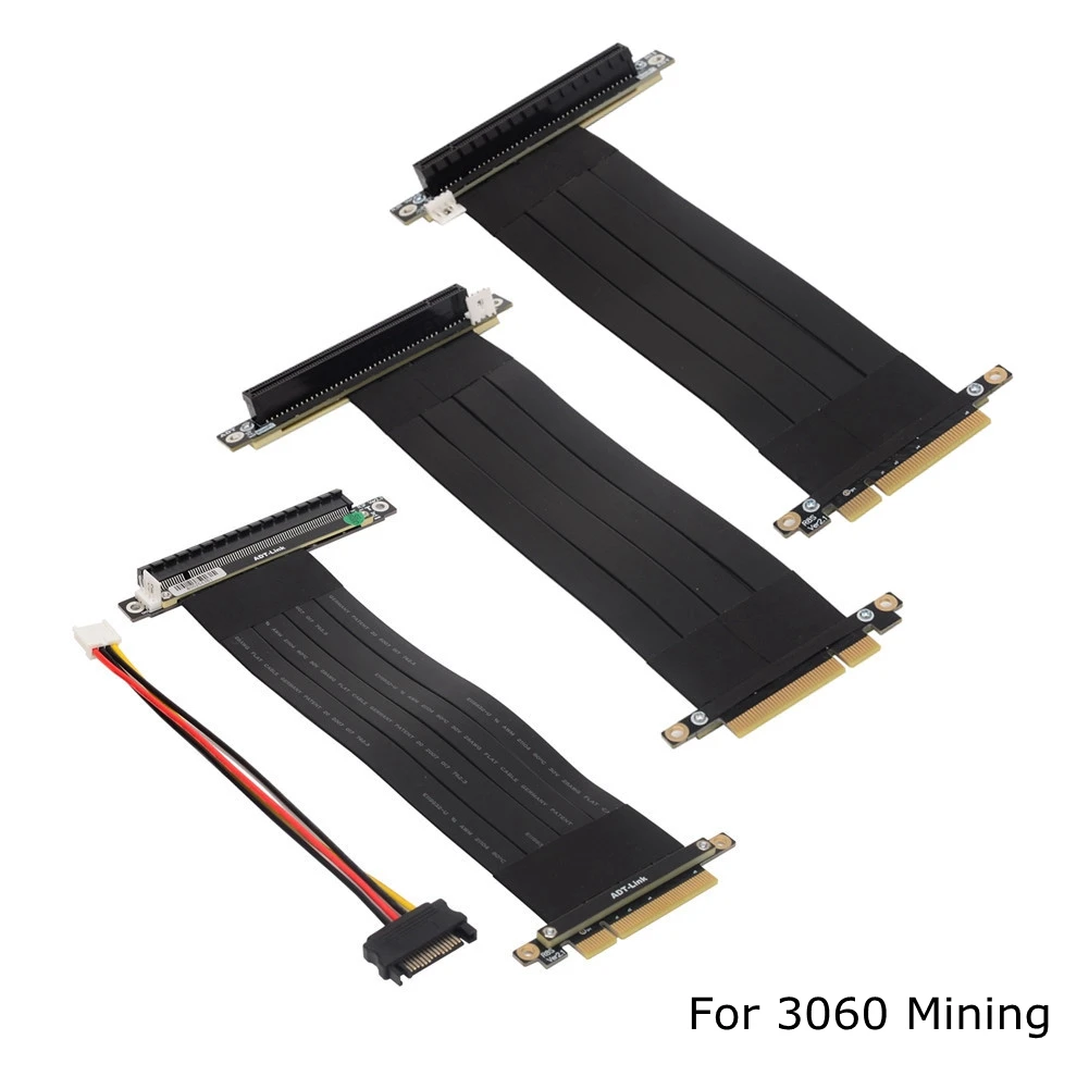 Ethernet Mining PCI-e x8 до x16 Графическая карта Удлинительный кабель с SATA питанием для RTX 3060