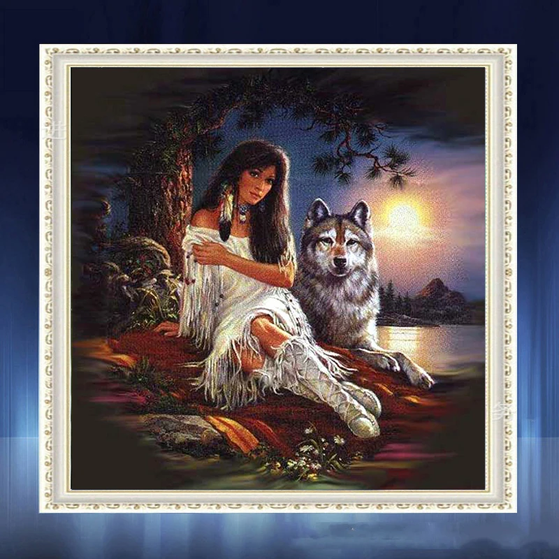 5D DIY Алмазная картина индийская красавица волк Полная площадь/круглые стразы