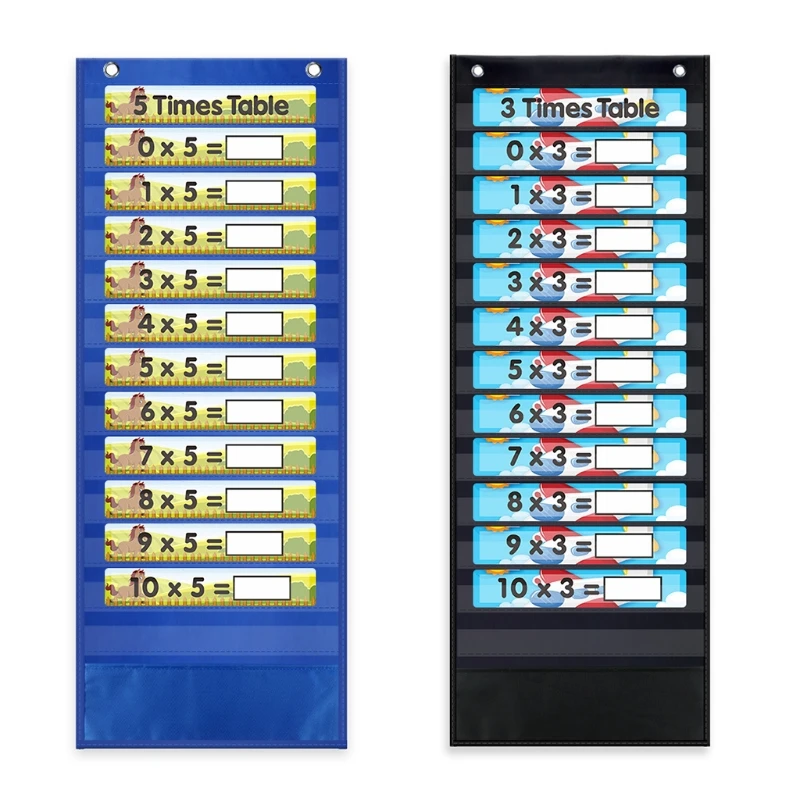

Hanging Wall File Organizer Heavy Duty Storage Pocket Chart 13 Clear Pocket 1 Tool Pocket 88pcs Reusable Erasable Cards B03C