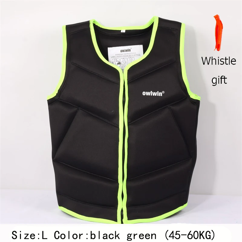 green black(L ) Owlwin спасательный жилет, жилет для рыбалки, куртка для воды, спортивный жилет для взрослых и детей, одежда для плавания, катания на коньках, лыжные Спасательные Лодки, Дрифтинг - Цвет: green black(L )