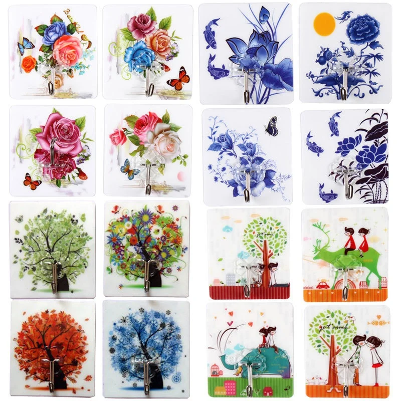 

Suction Hook Seamless Key Printed Love Tree Heart Wall Hook Decoration