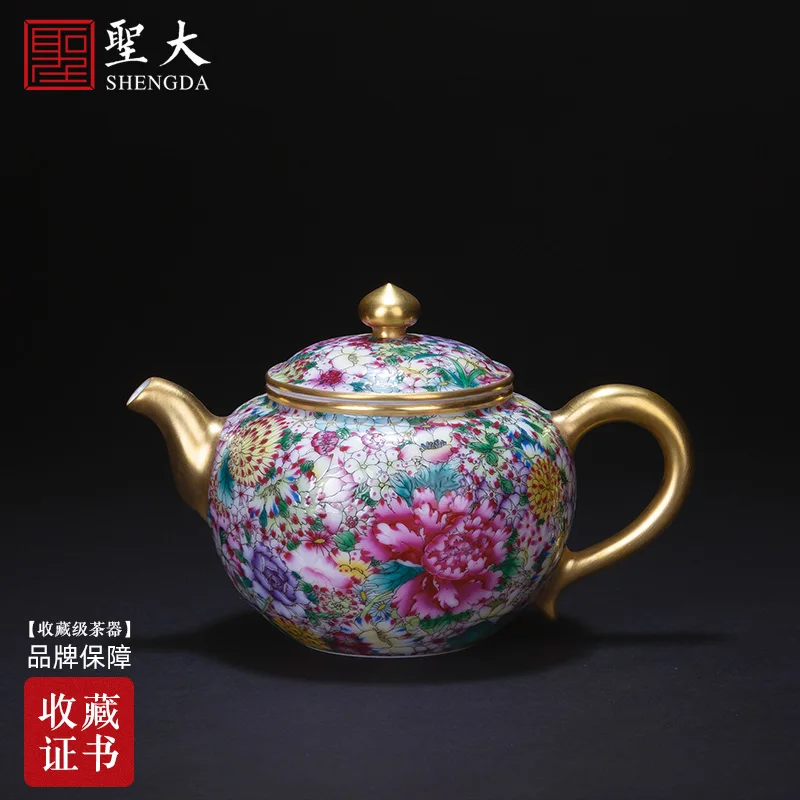 comprar Mão Grande Colorido Esmalte Pintura Flor Kam Cerâmica Kung Fu Chá Conjunto Bule único Pote Toda A Mão Jingdezhen Serviço De Chá