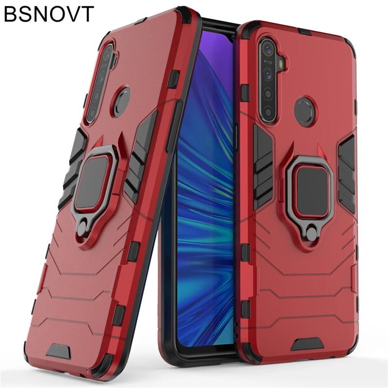for cover oppo realme 5 case magnetic armor finger ring hard pc cover for oppo realme 5 case for oppo realme 5 6 5 inch bsnovt free global shipping