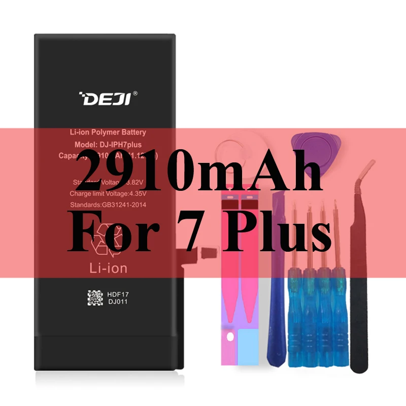 2910mAh For 7 Plus Deji Аккумулятор для Apple iPhone 5S SE 6 6s 7 4s 5 8 X SE 6Plus 6sPlus 8Plus Plus iPhone7 1430mAh-3410mAh сменный литий-полимерный батарея+бесплатный инструмент для Apple iPhone 5s SE 6 6s 7 Мобильный телефон батарея - Цвет: 2910mAh For 7 Plus