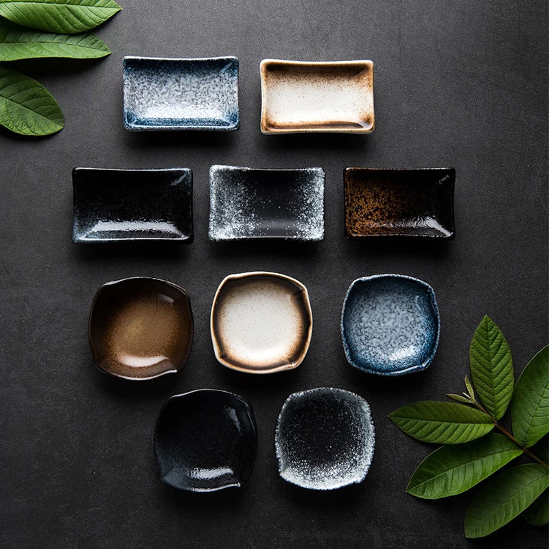 Японская керамическая тарелка для соуса RUX прямоугольная соевого салата круглый