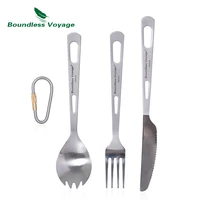 boundless voyage outdoor titanium knife fork spoon spork chopsticks 3pcs set camping tableware cutlery