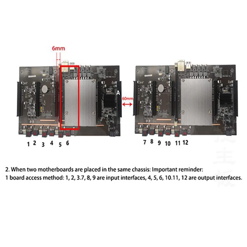 X79 H61 BTC Miner Motherboard LGA 2011 60mm Pitch Support 3060 Graphics with E5-2620 CPU+4G DDR3 RECC Server RAM+CPU Fan | Компьютеры и