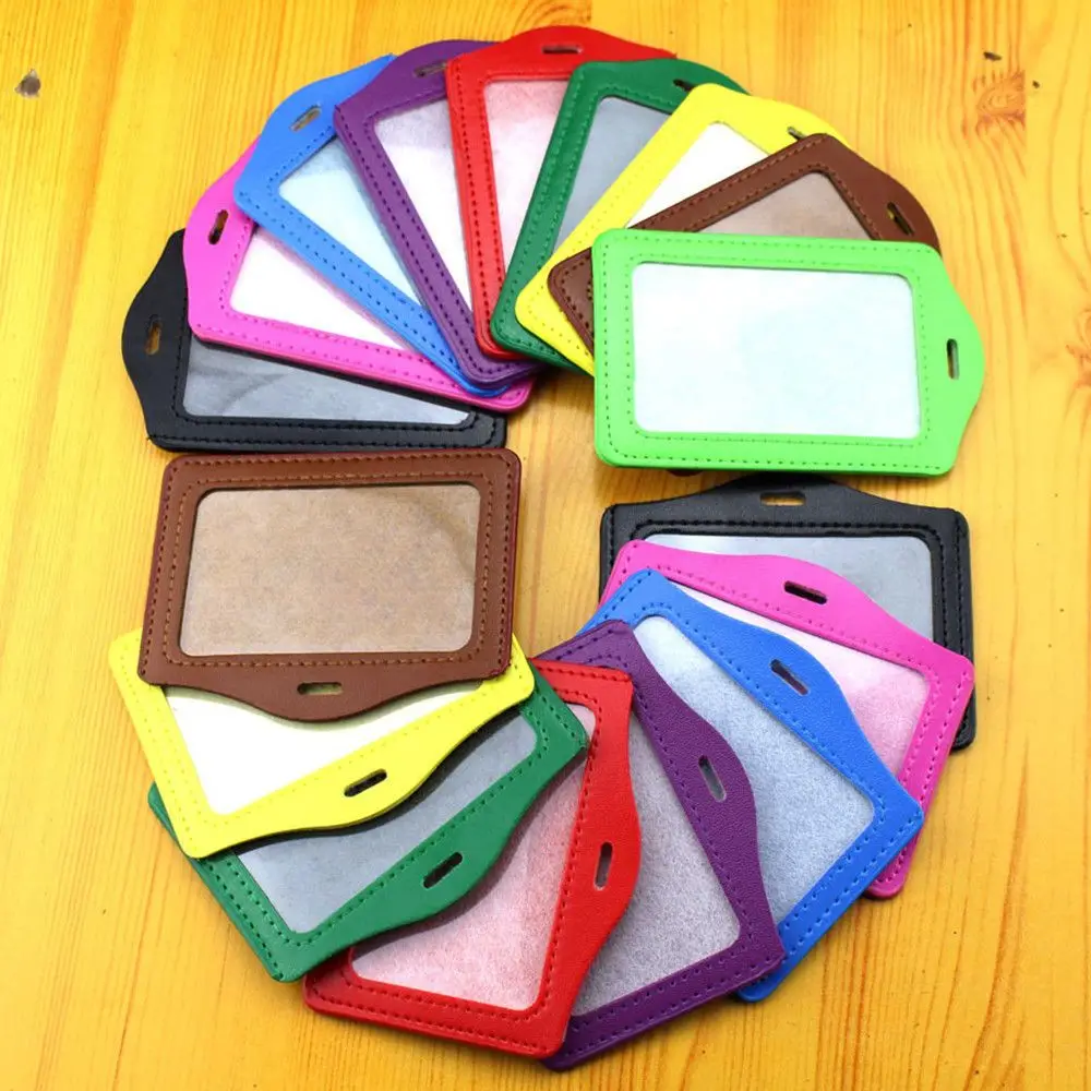 2 шт./упак. из искусственной кожи карман Чехлы для бейджа чехол шейный ремешок