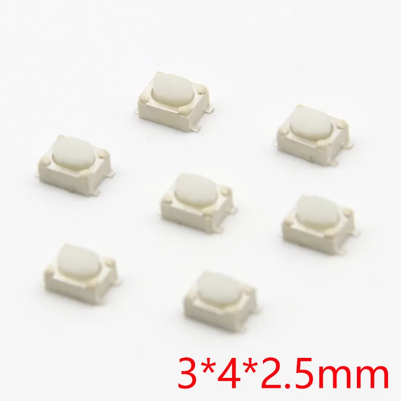 

50pcs/lot SMT 3x4x2.5MM 4PIN Tactile Tact Push Button Micro Switch G75 Self-reset Car Remote Control Switch Free Shipping