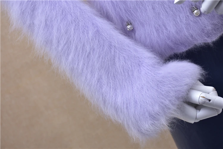 Модный осенний и зимний женский маленький свитер с длинным рукавом из ангорской