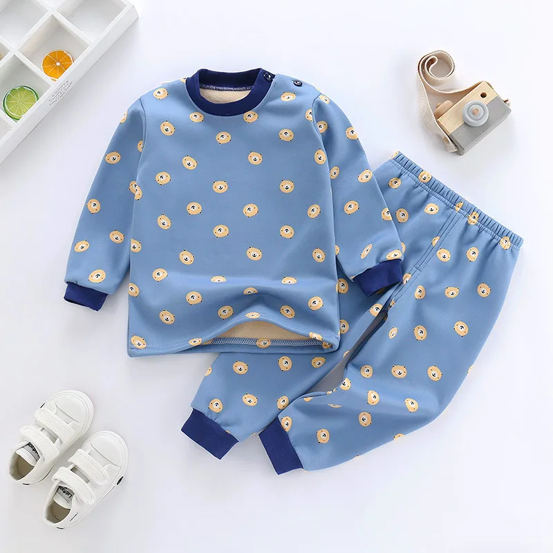 Детская Пижама одежда для мальчиков и девочек утепленный термокомплект