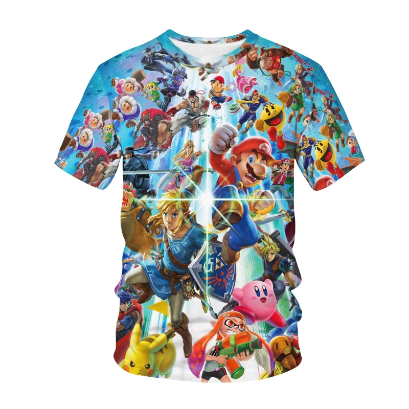 

2021 Summer 3d Digital Printing High-Quality Top Men's Japanese Cartoon Anime Trend Children's Short-Sleeved Round Neck T-shirt
